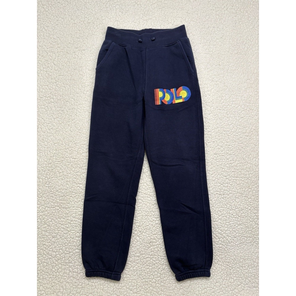 Polo Ralph Lauren Boys Retro Logo Fleece Joggers Navy Size Small (8) Sweatpants